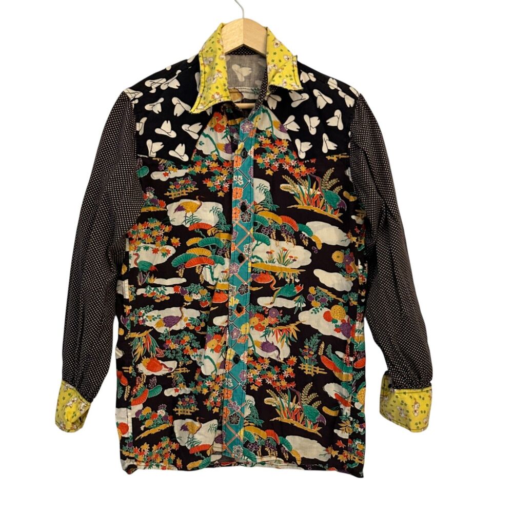 Handmade Button Up Cotton Western Shirt Ducks, Hats, Polka Dots and Flowers M